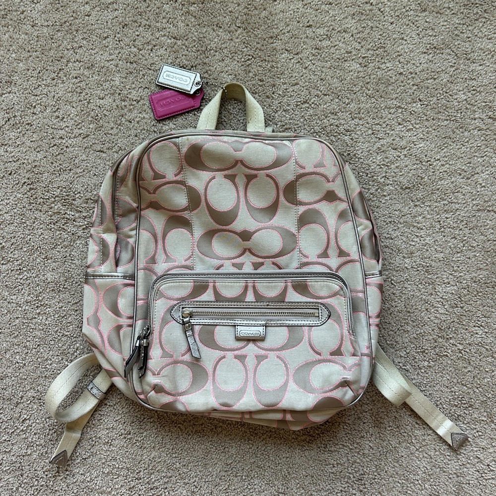 Coach Backpack | Tan and Pink